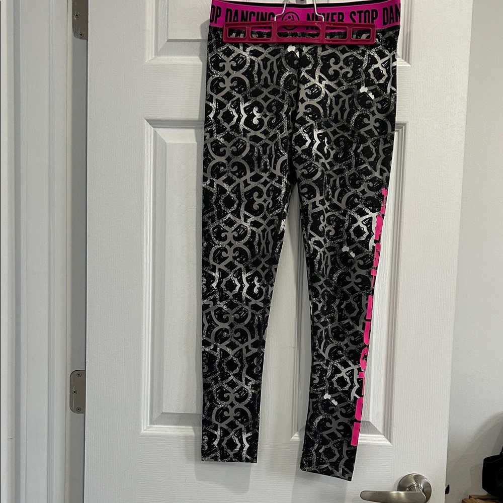 ZUMBA SALE! Vintage Instructor Black and Gray Leggings with Pink Waistband